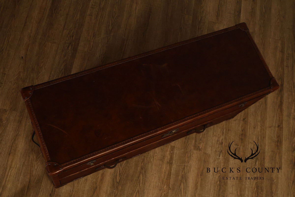 Restoration Hardware Leather Campaign-Style Storage Trunk With Drawers