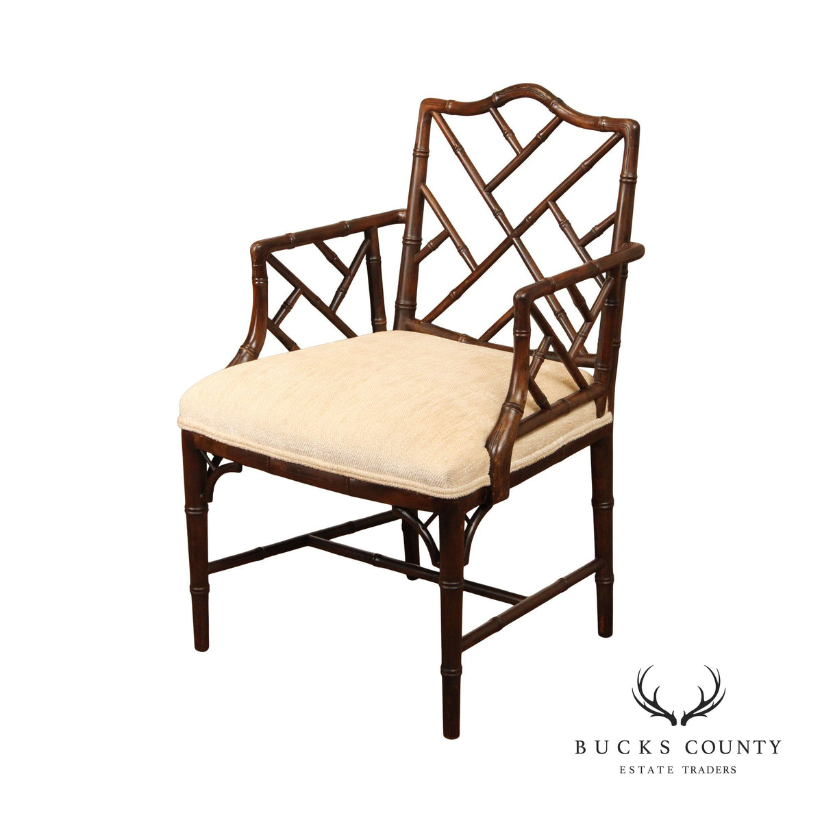 CHINESE CHIPPENDALE STYLE FAUX BAMBOO ARMCHAIR