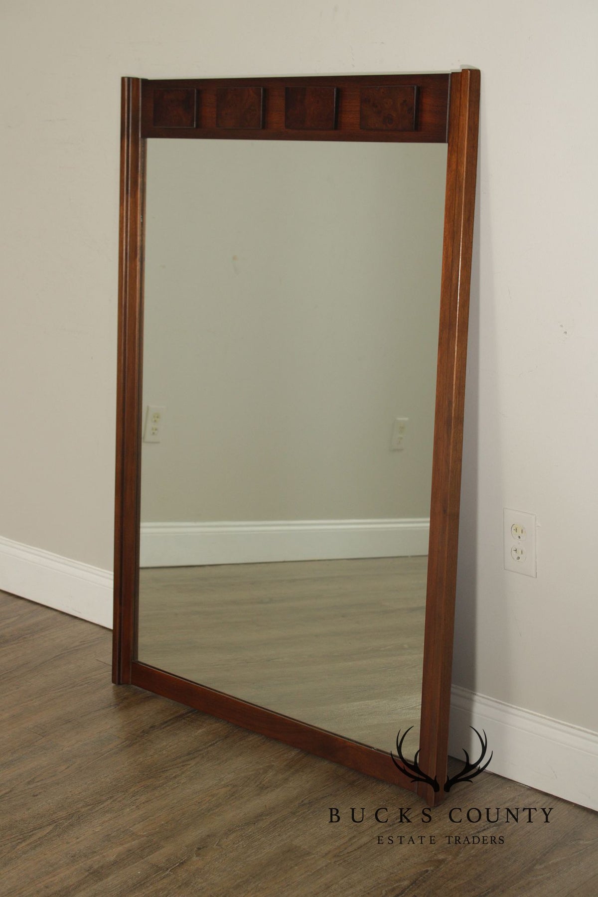 Mid Century Modern Brutalist Burl And Walnut Mirror