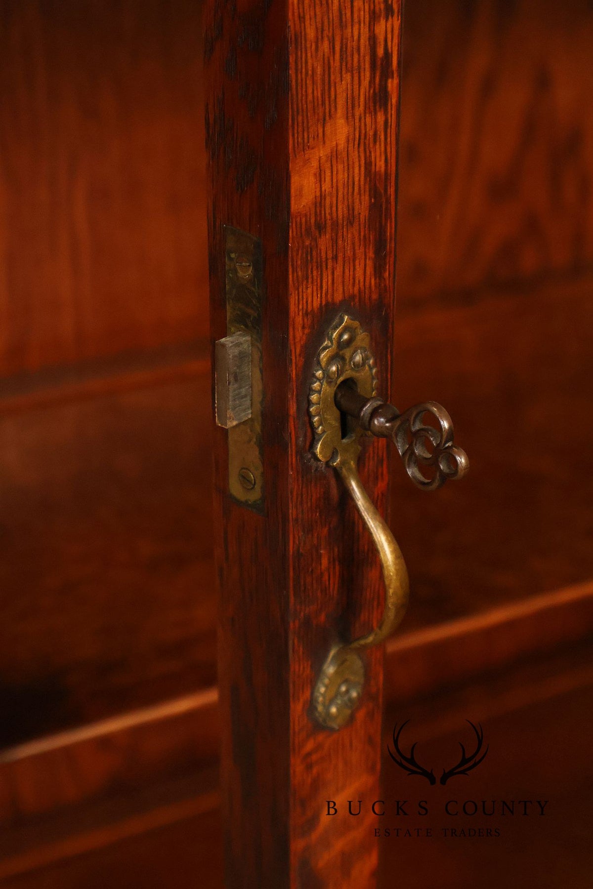 Antique Barley Twist Oak Glass Display Cabinet