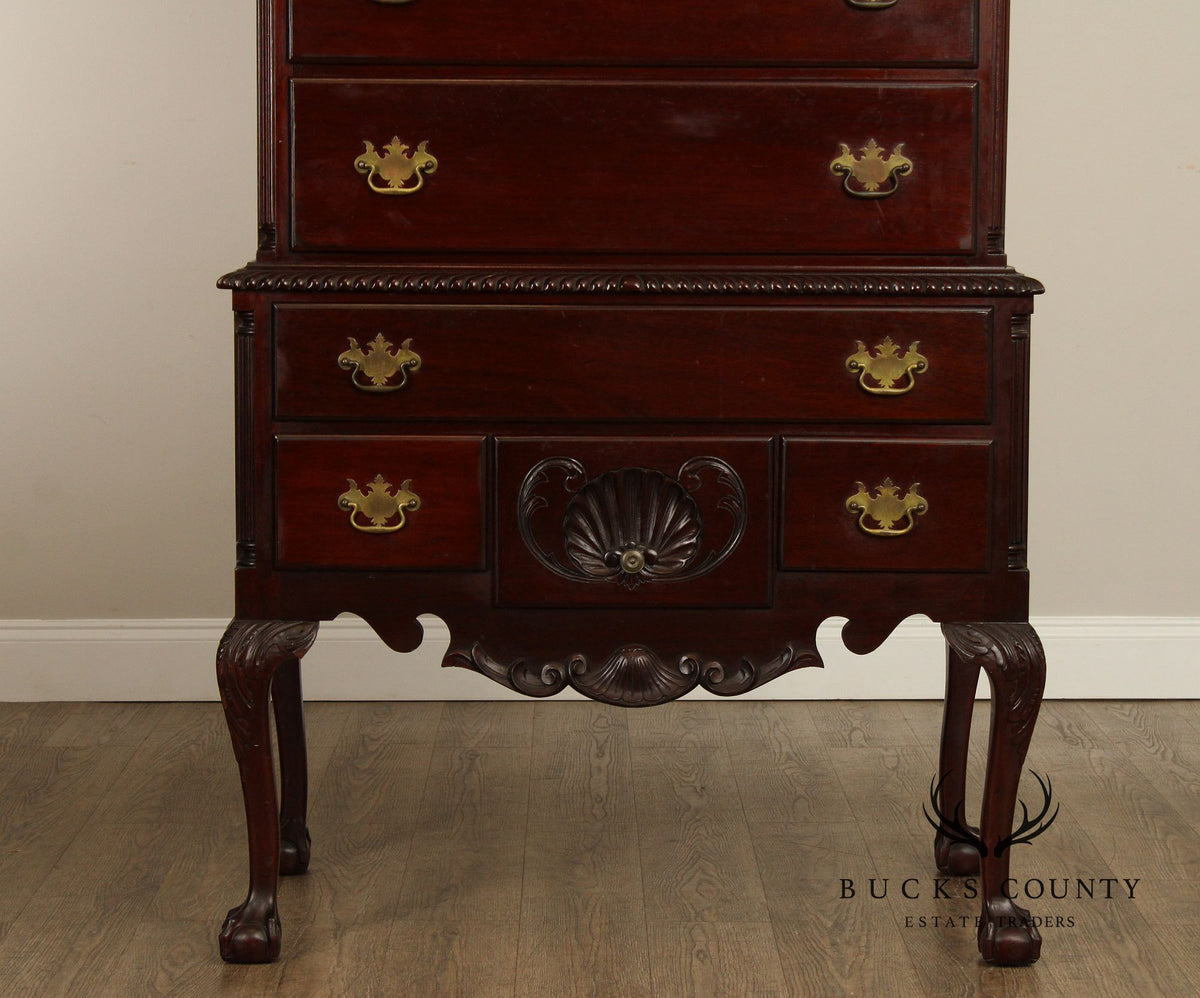 Chippendale Style Antique Bench Made Mahogany Highboy Chest