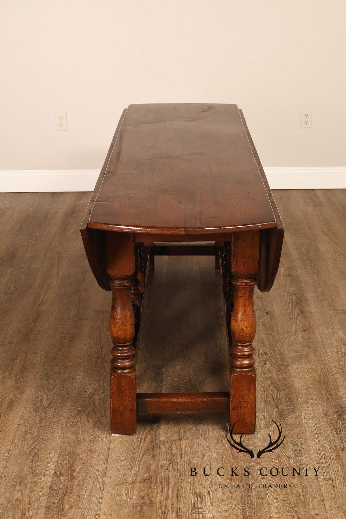 English Oak Large Gateleg Drop Leaf Dining Table