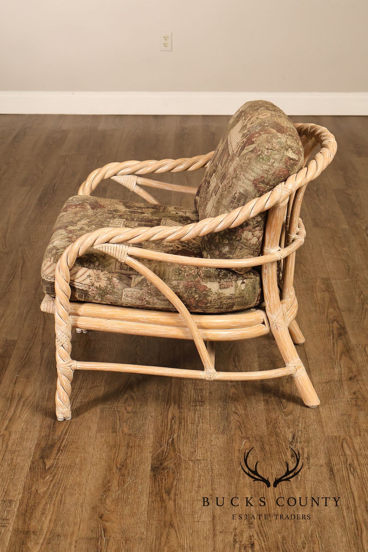 Vintage McGuire Pair of Twisted Rattan Lounge Chairs