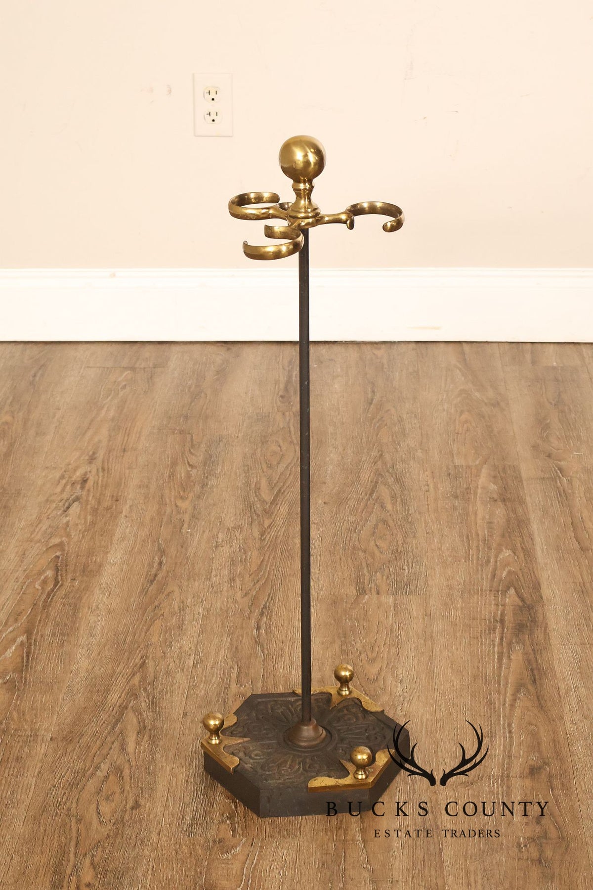 Vintage Brass Six-Piece Fireplace Tool Set