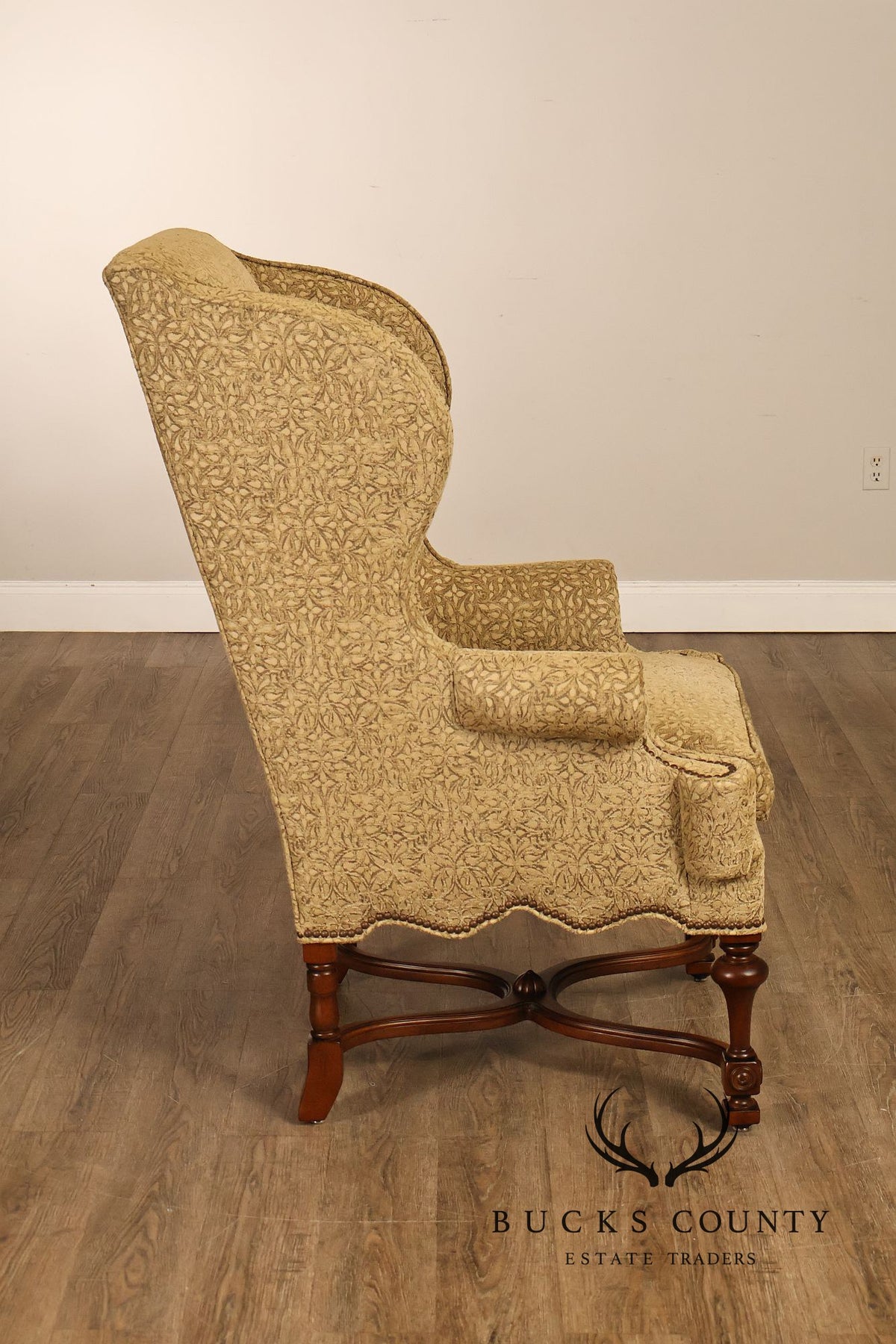 Lee Jofa Pair Of Custom Upholstered Wingback "Mayfair" Armchairs