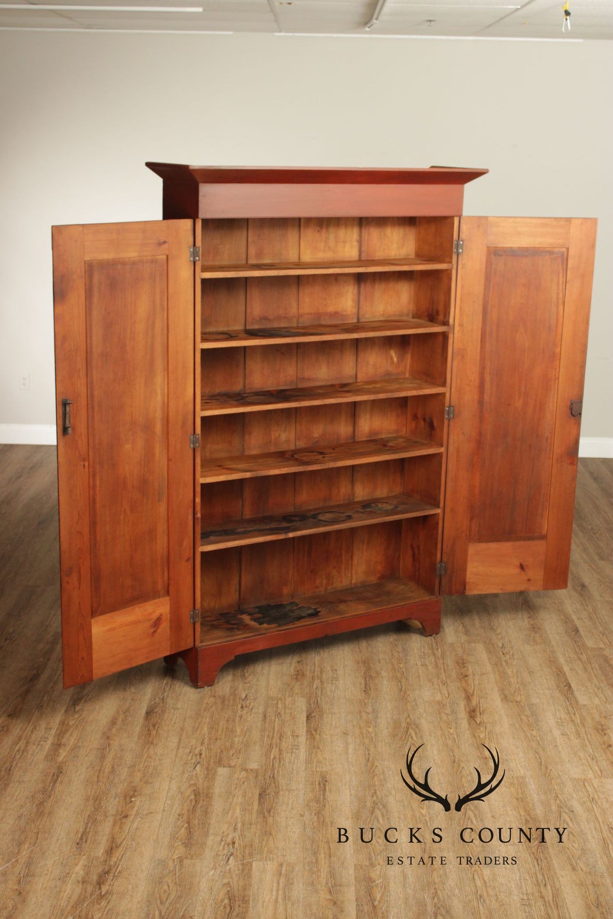 Antique American Farmhouse Painted Softwood Cupboard