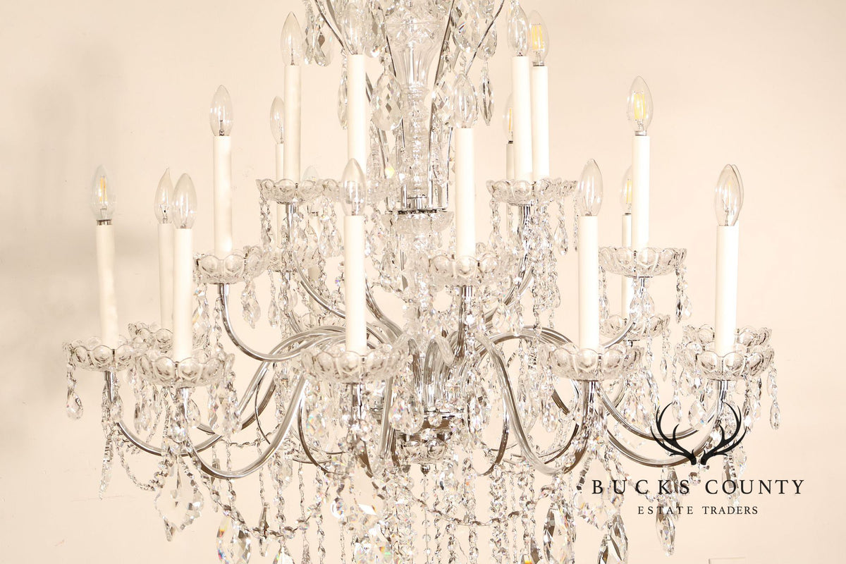 Schonbek Twenty-Light Crystal Two-Tier Polished Silver Chandelier