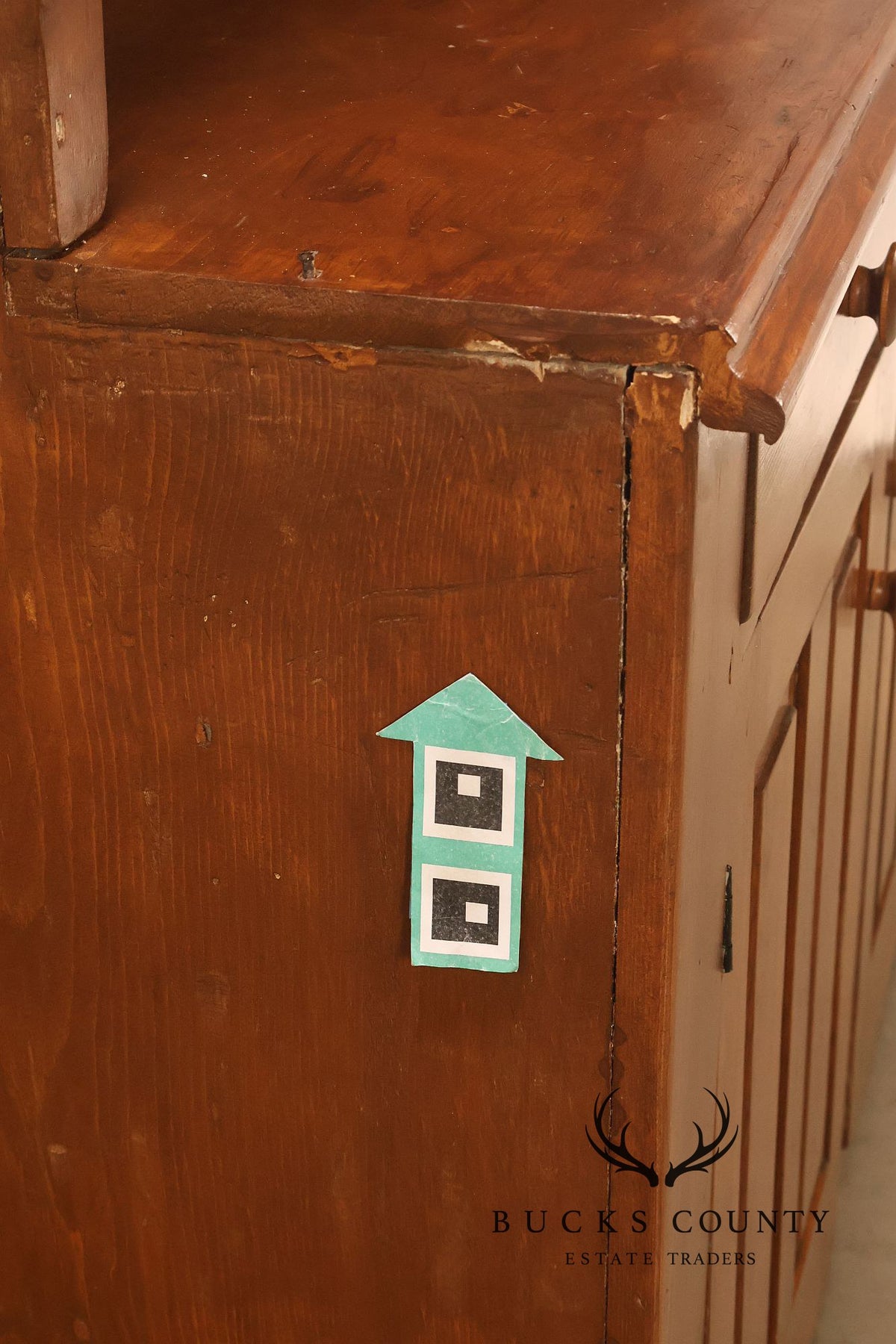 Antique American Primitive Pine Step Back Cupboard