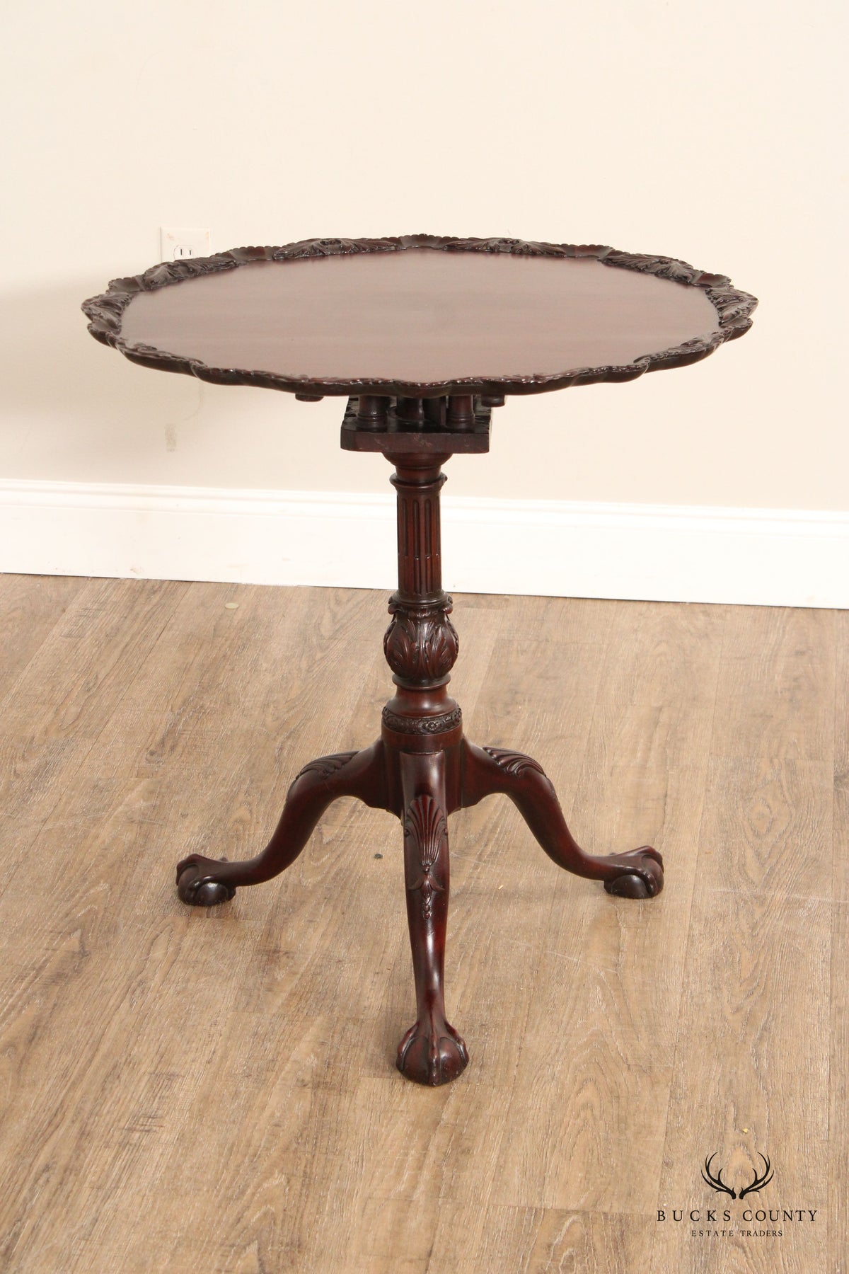 Chippendale Carved Mahogany Tilt Top Pedestal Table
