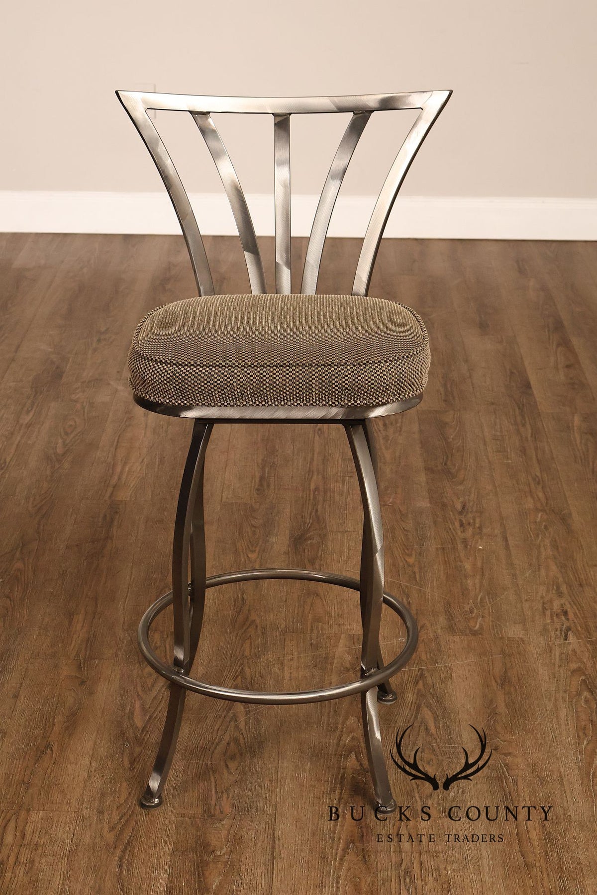 Shaver Howard Contemporary Set Of Three Brushed Steel Swivel Bar Stools