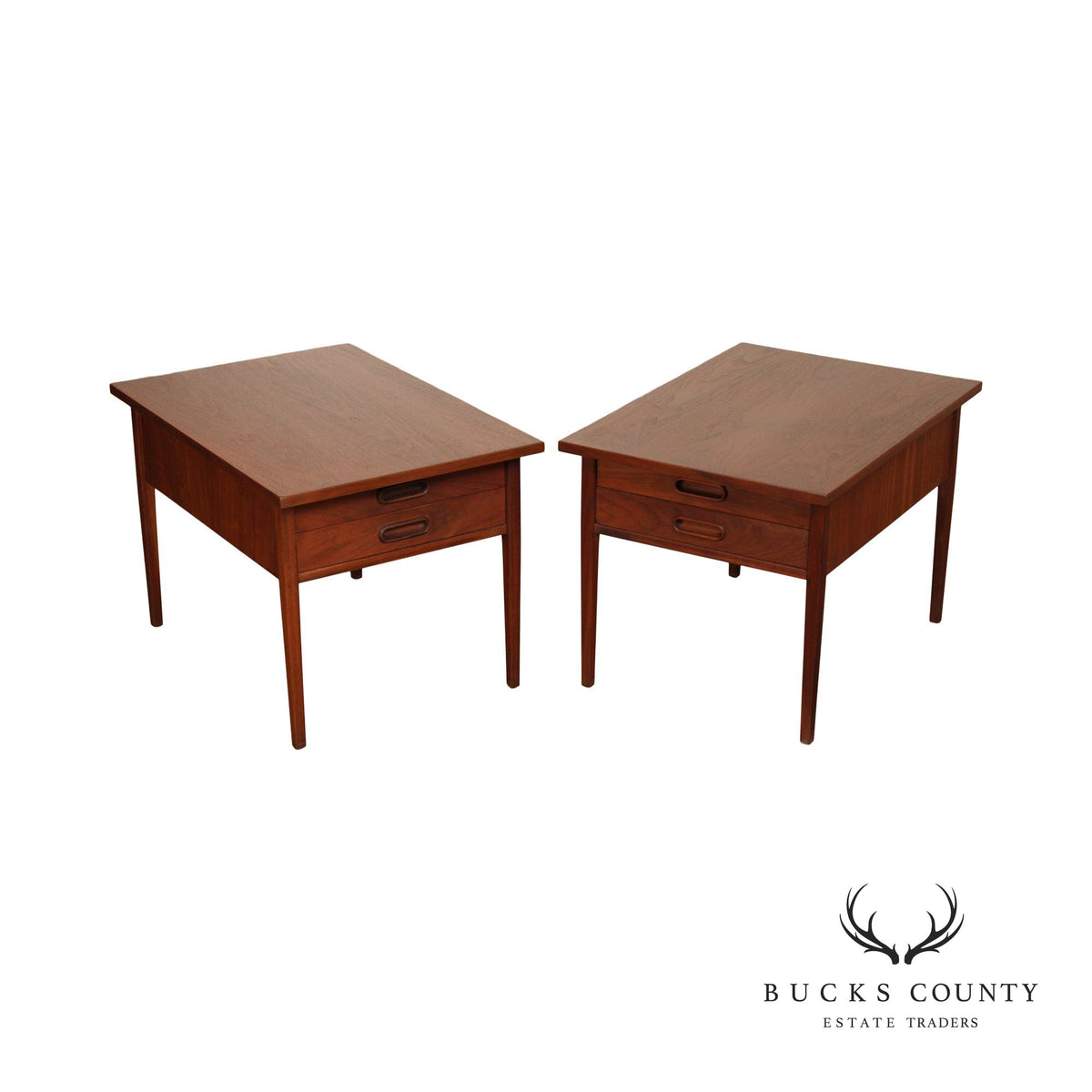 Mid Century Modern Pair of Walnut End Tables