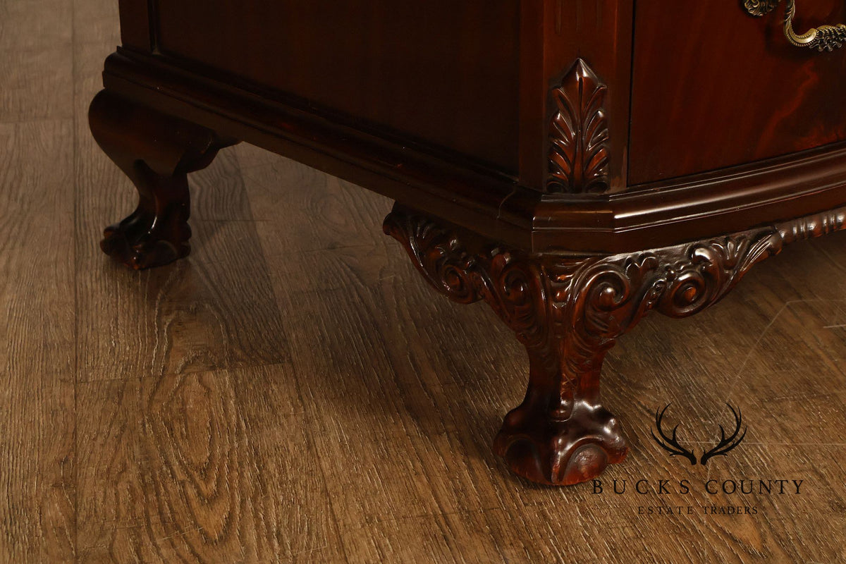 Traditional Mahogany Double Dresser With Carved Claw Feet