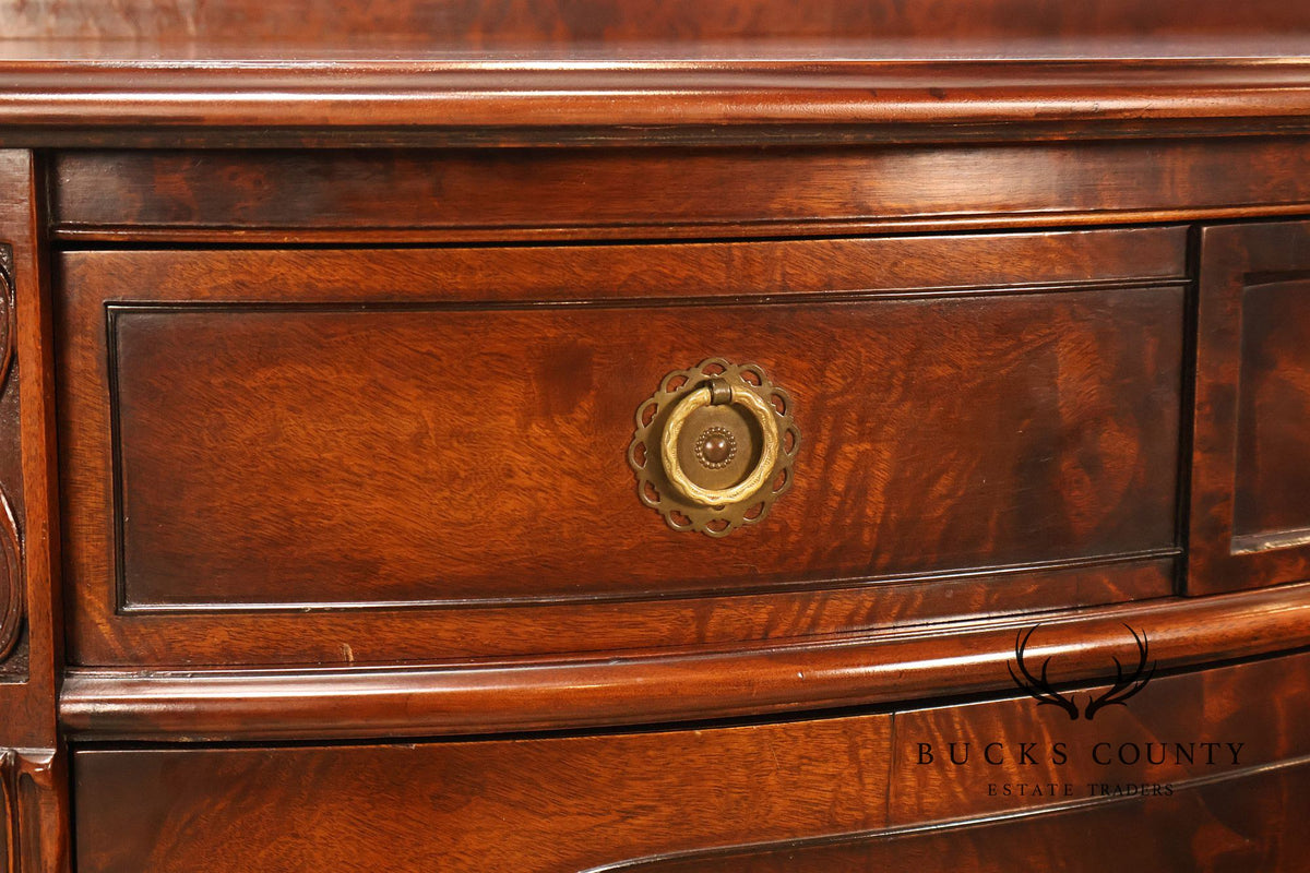 Vintage French Regency Style Mahogany Bow Front Sideboard Buffet