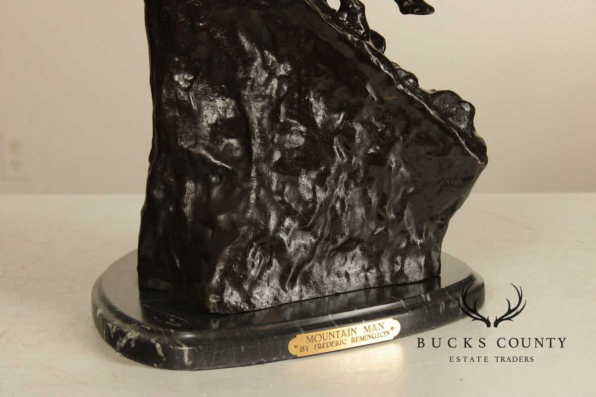 Frederic Remington Mountain Man Bronze Sculpture On Marble Base