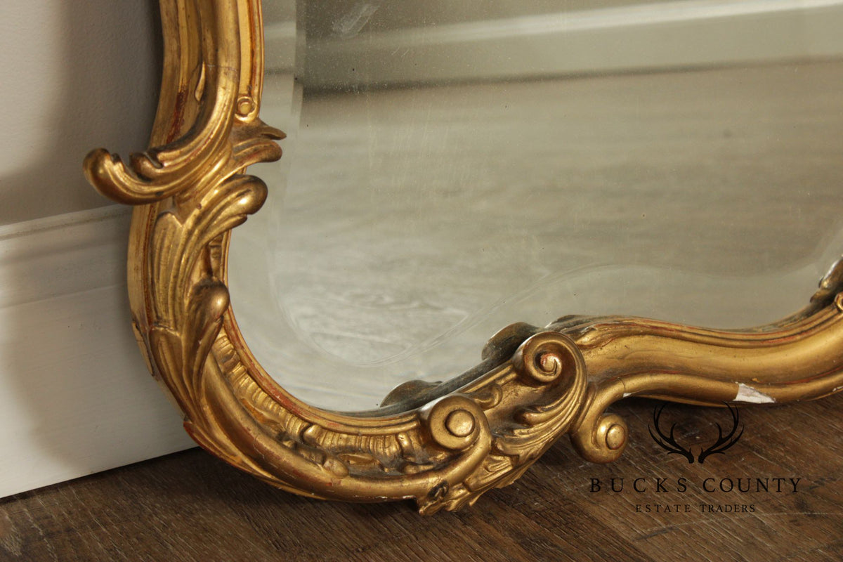 Antique Rococo Revival Giltwood Mantel Mirror