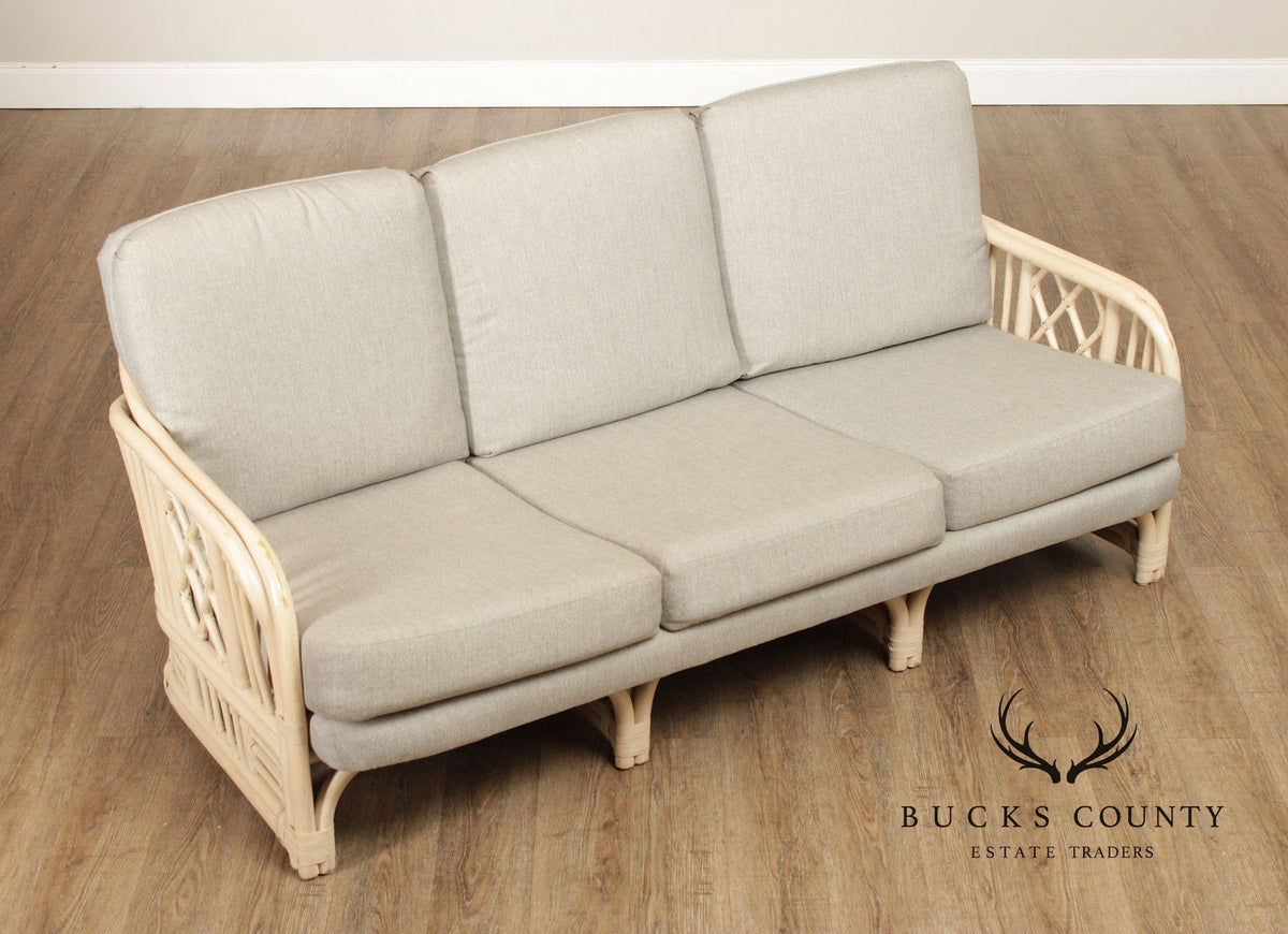 Brighton Pavilion Style Vintage Rattan Three-Seat Sofa