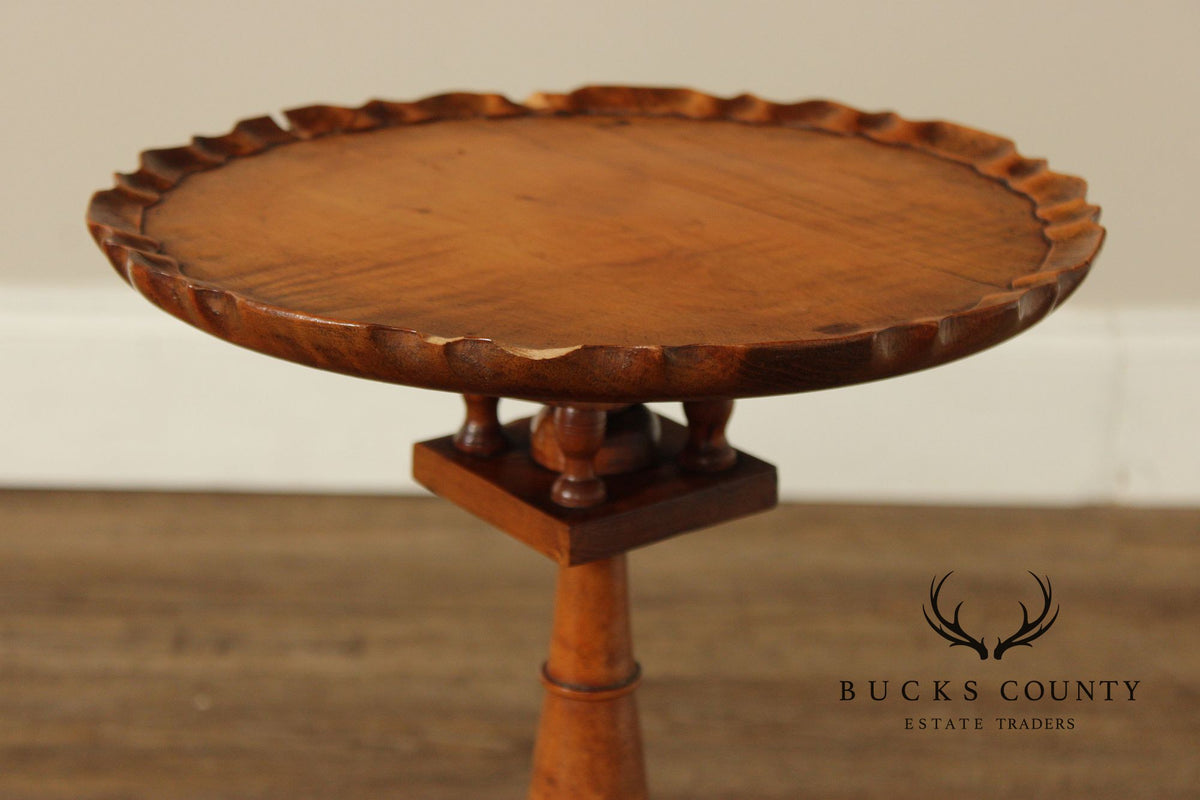 Queen Anne Style Tiger Maple Pie Crust Tilt Top Side Table