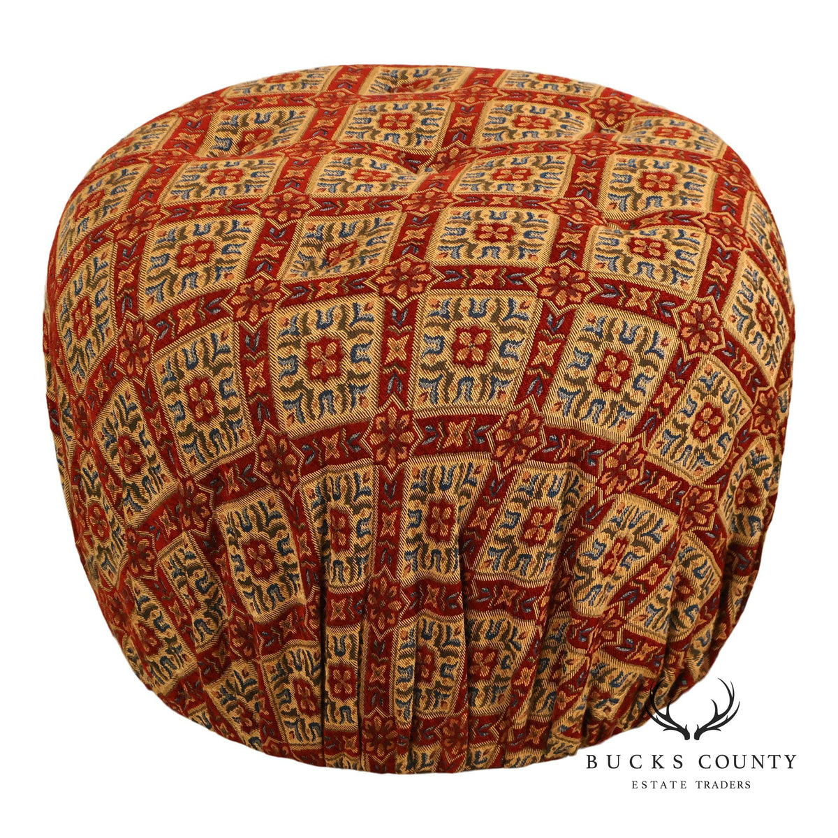 Moroccan Style Upholstered Pouf Ottoman
