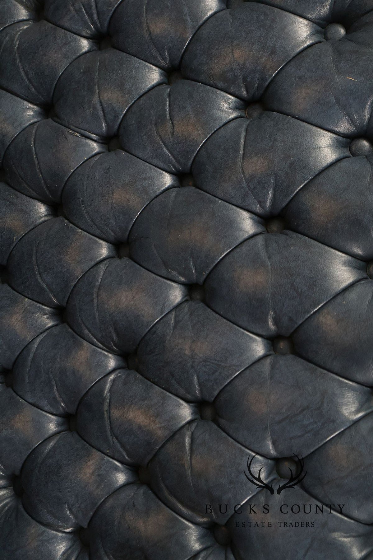Ethan Allen Queen Anne Style Pair of Tufted Leather Library Armchairs