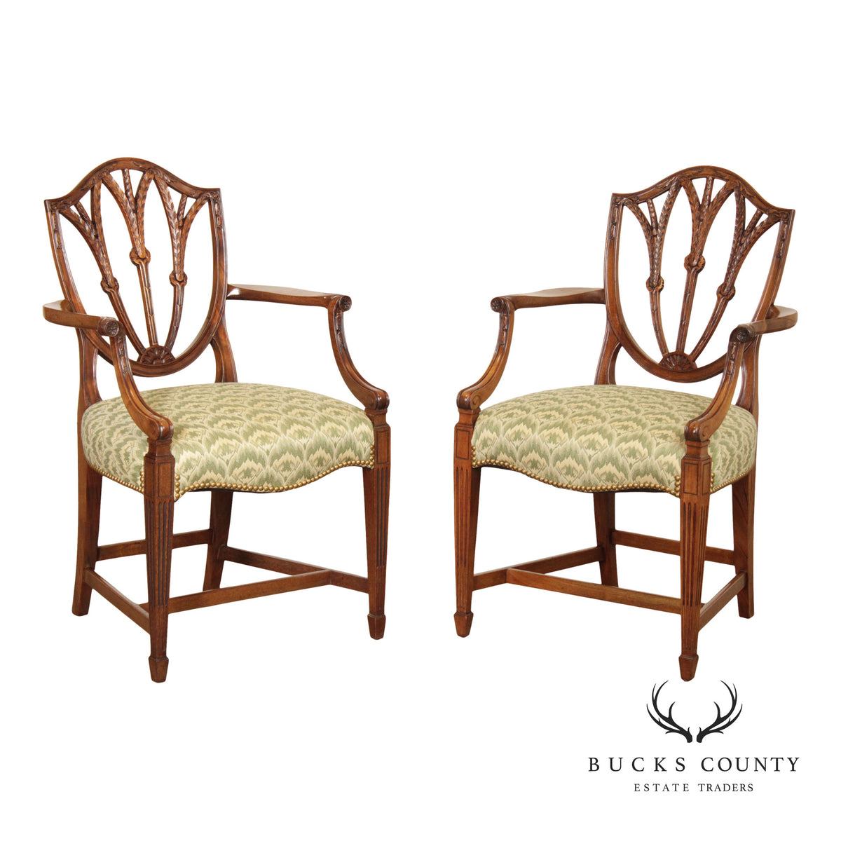 Hepplewhite Style Pair of Mahogany Armchairs