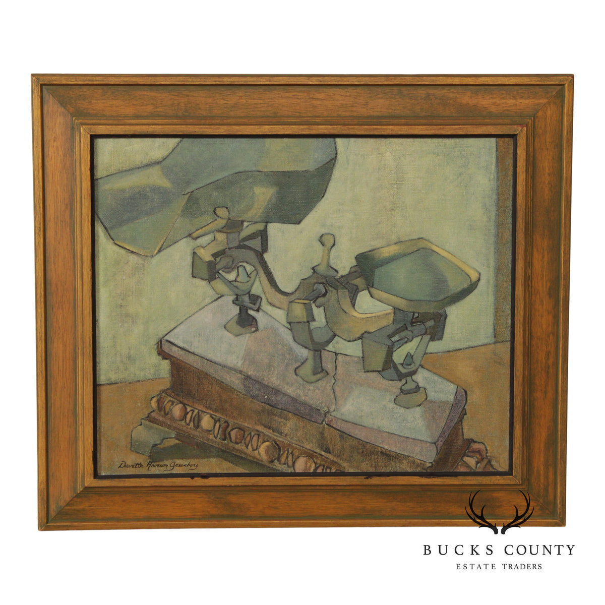 Davetta Greenberg Cubist Style Oil Painting, Scales