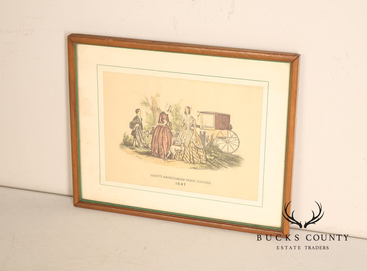 Antique Framed Print, 'Godey's Americanized Paris Fashions, 1847'
