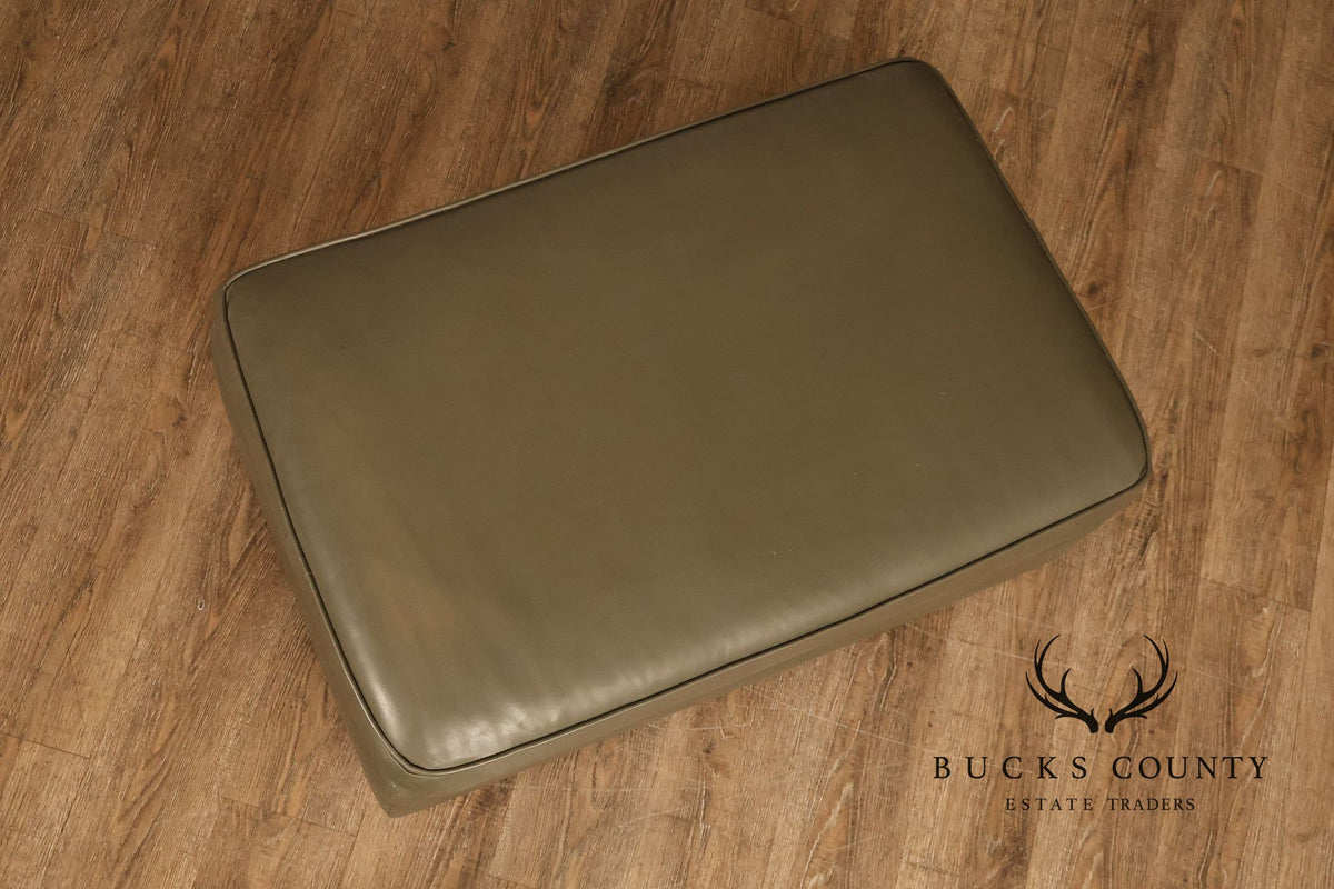 Ethan Allen Traditional Leather Ottoman