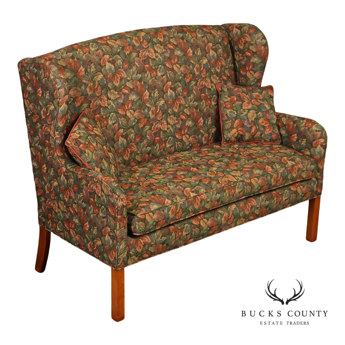 Traditional Upholstered Loveseat With Floral Fabric