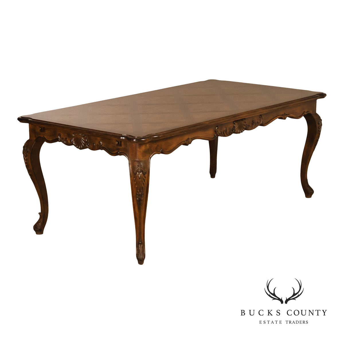 French Country Parquetry Top Expandable Dining Table