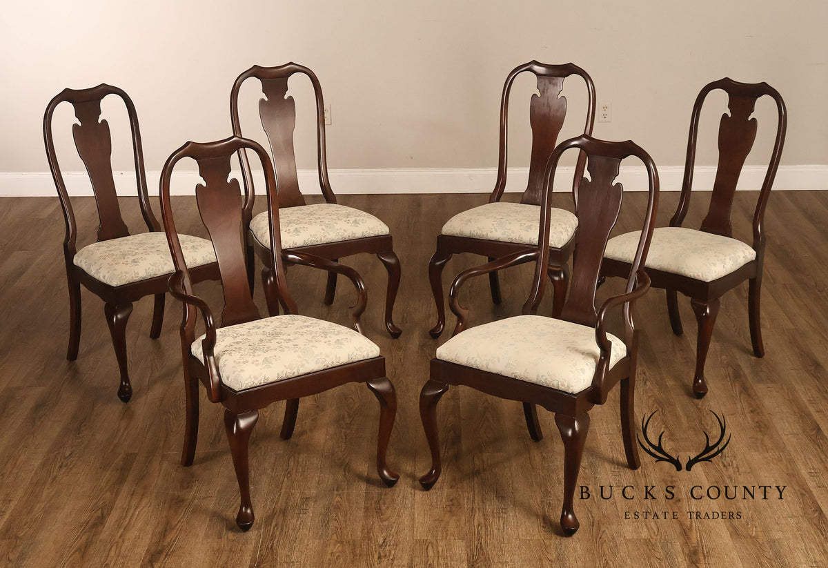 Harden Queen Anne Style Set of Six Cherry Dining Chairs
