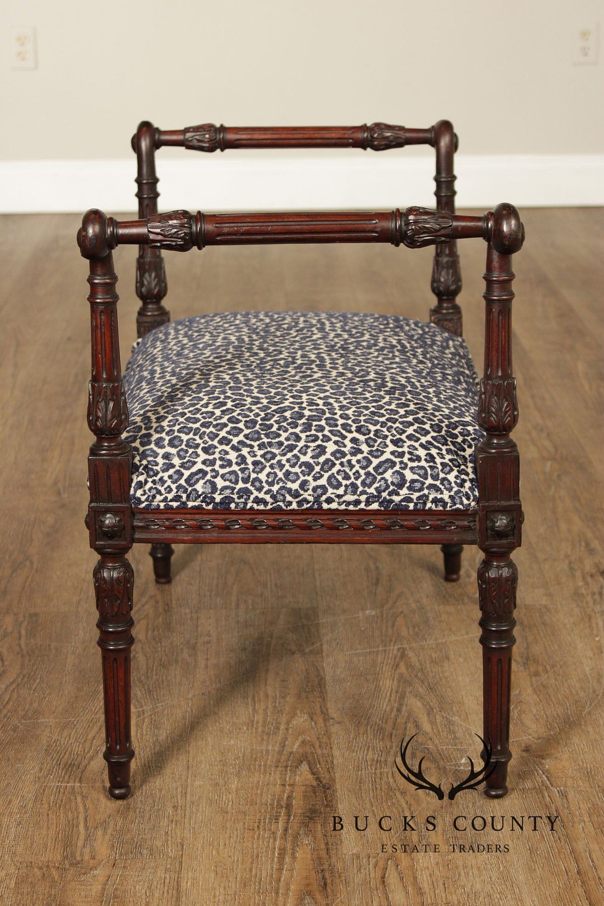 French Louis XVI Style Mahogany Vanity Bench
