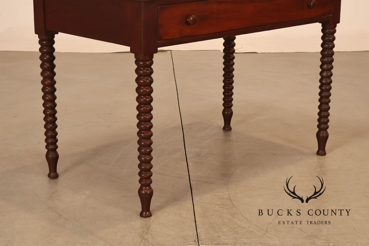 Antique American Turned Leg One Drawer Writing Table