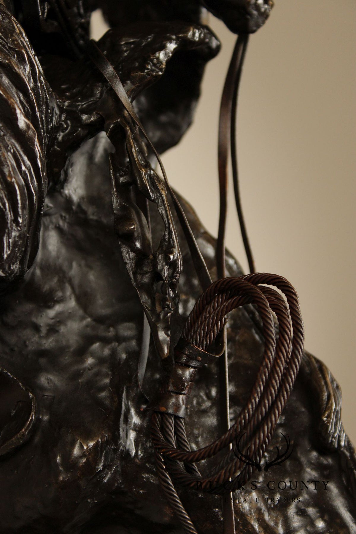 Frederic Remington Mountain Man Bronze Sculpture On Marble Base
