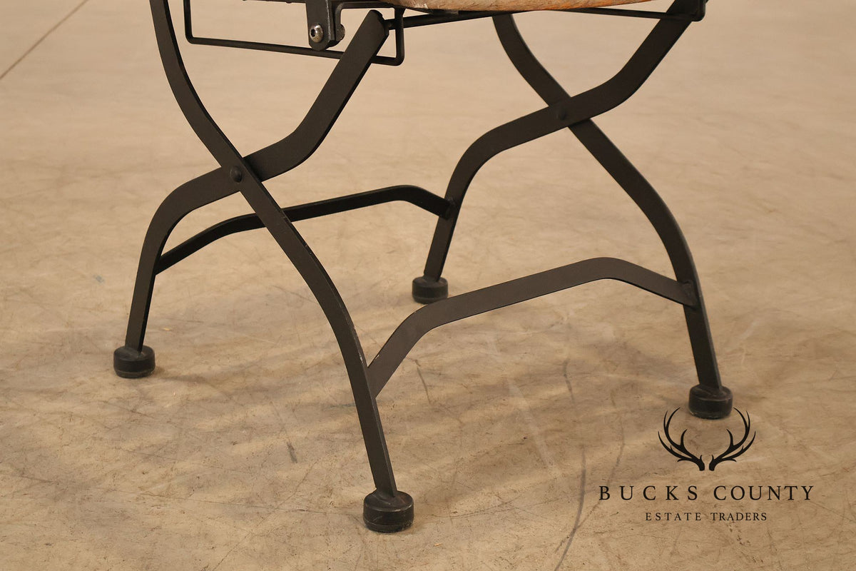 French Style Teak and Wrought Iron Five-Piece Bistro Set