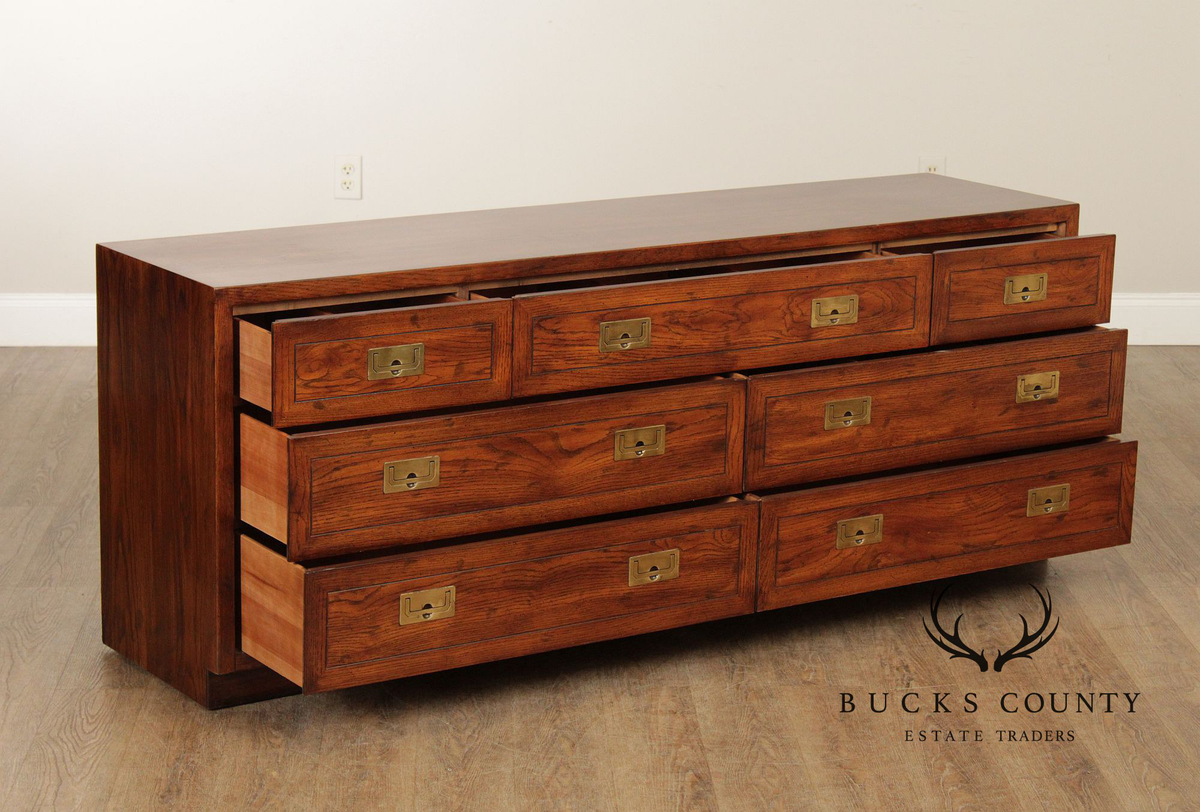 Henredon 'Scene One' Campaign Style Walnut Chest of Drawers