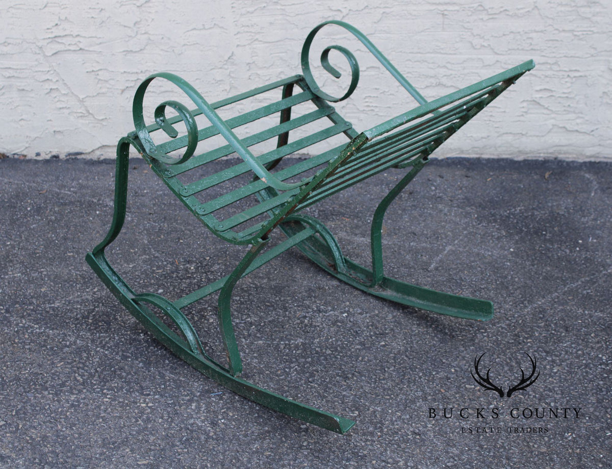 Antique Wrought Iron Outdoor Garden Rocking Chair