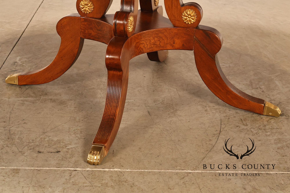Francesco Molon Italian Neoclassical Style 60" Round Inlaid Burl Wood Dining Table