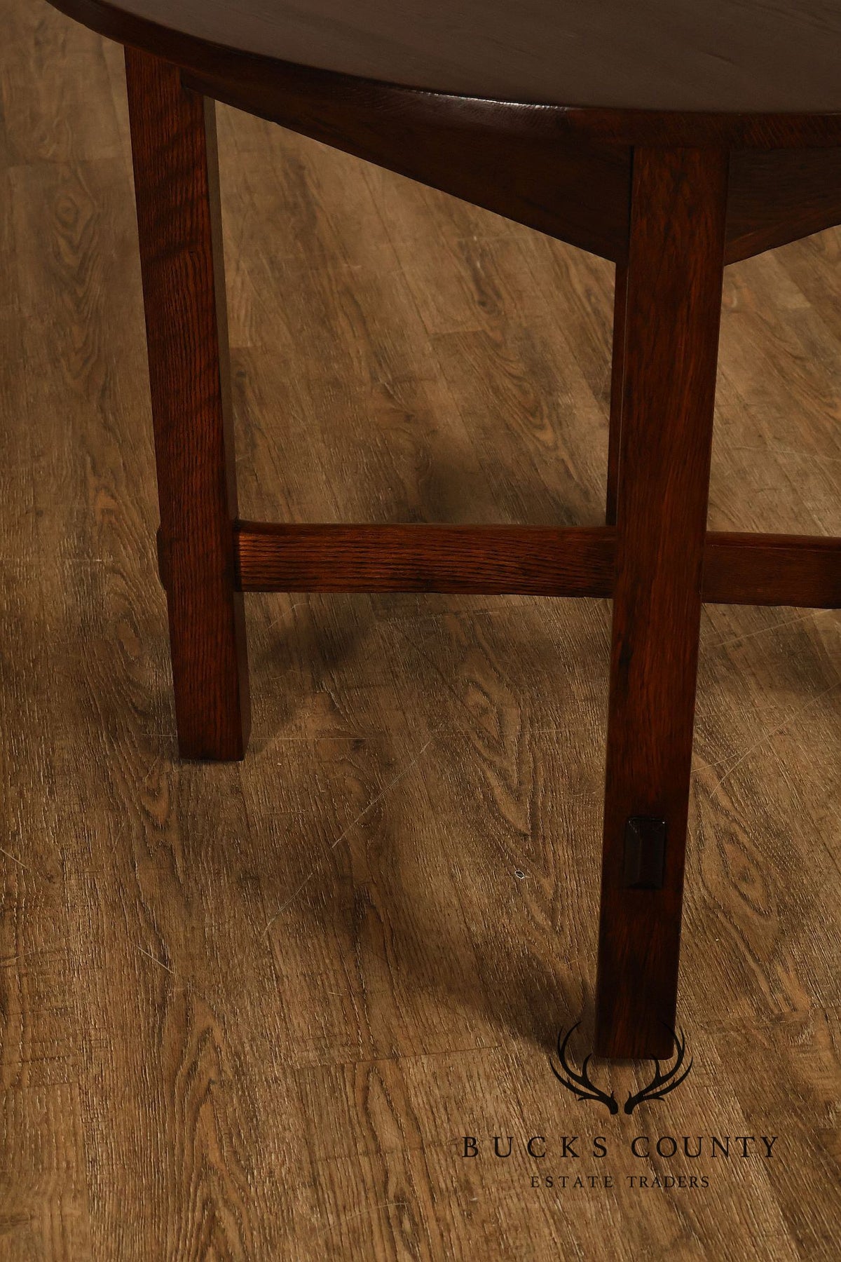 National Furniture Company Antique Mission Oak Round Lamp Table