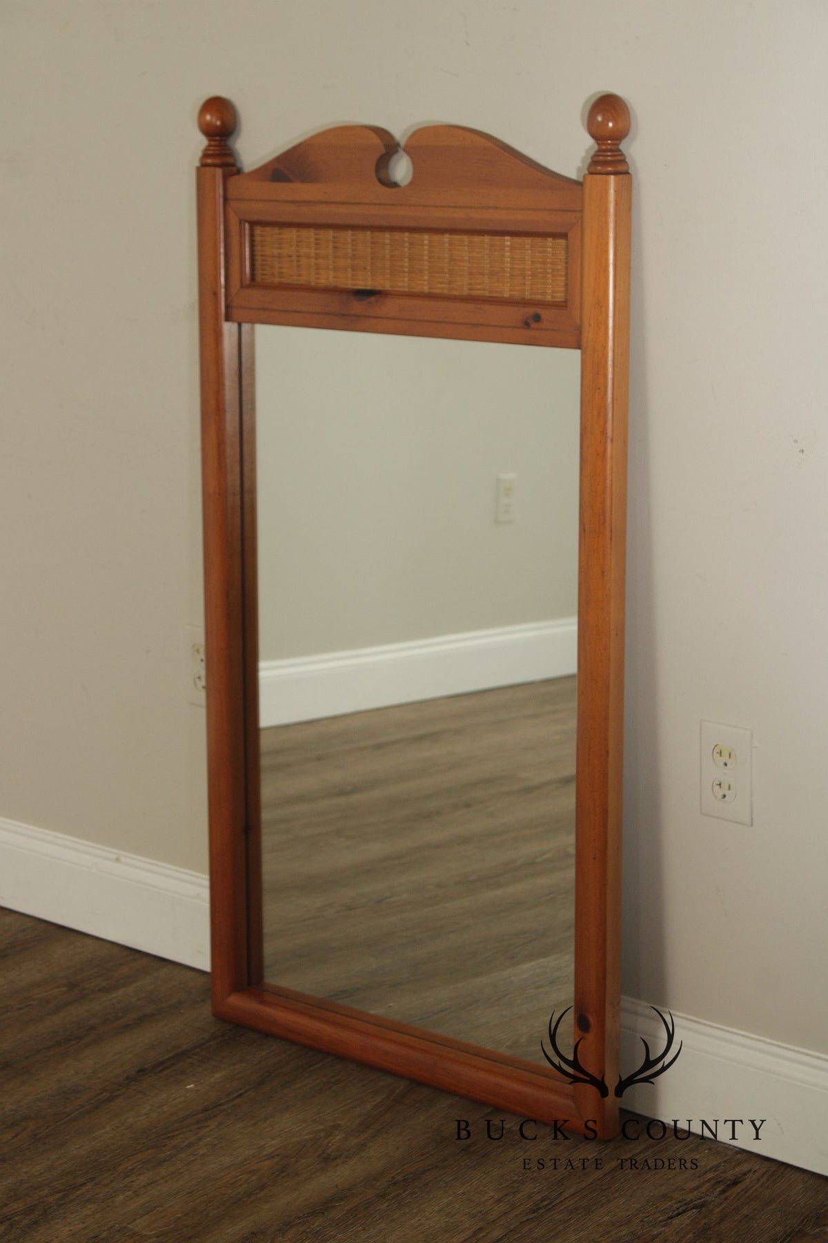 Stanley Furniture Country Pine and Wicker Mirror