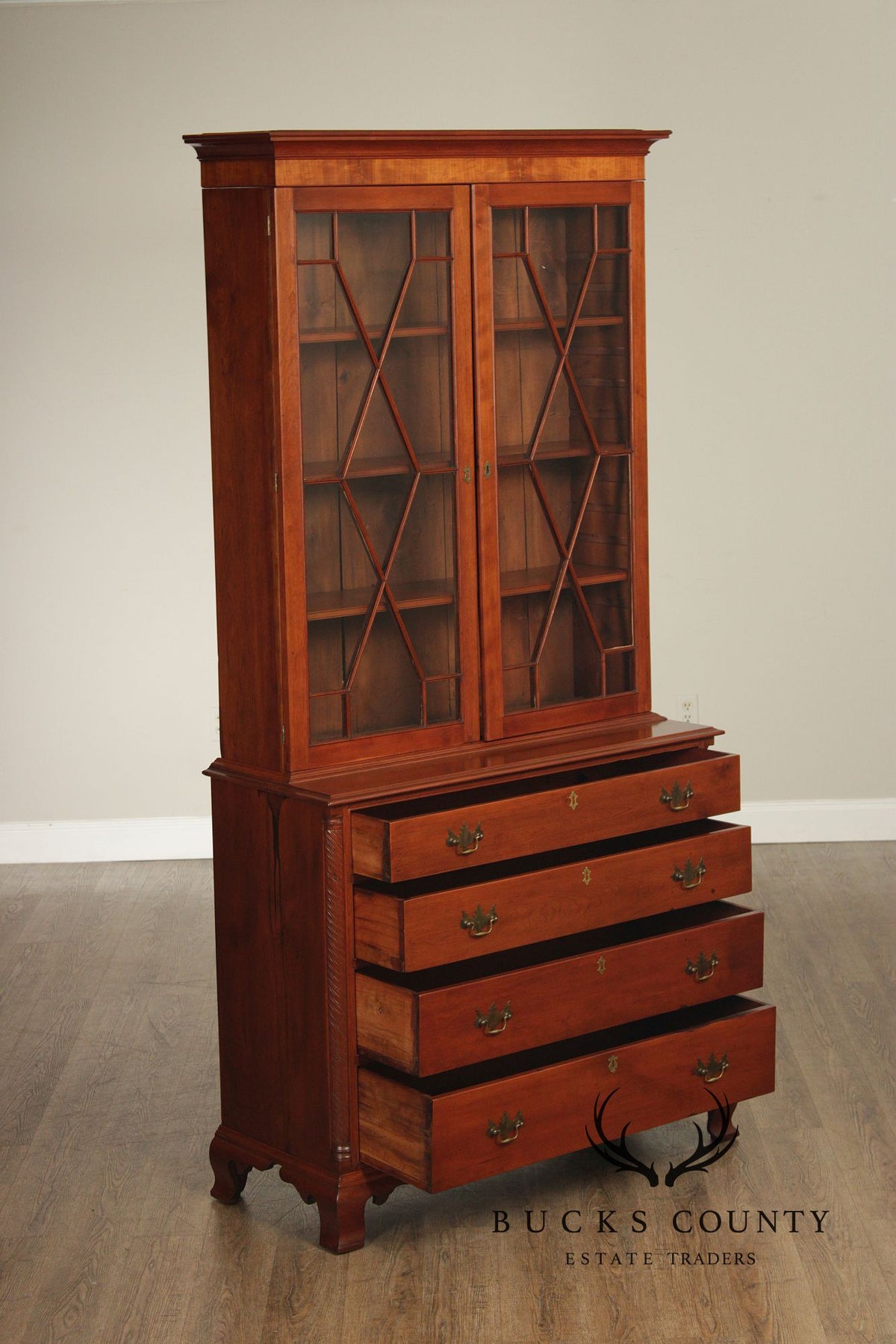 Antique American Chippendale Period Cherry Bookcase