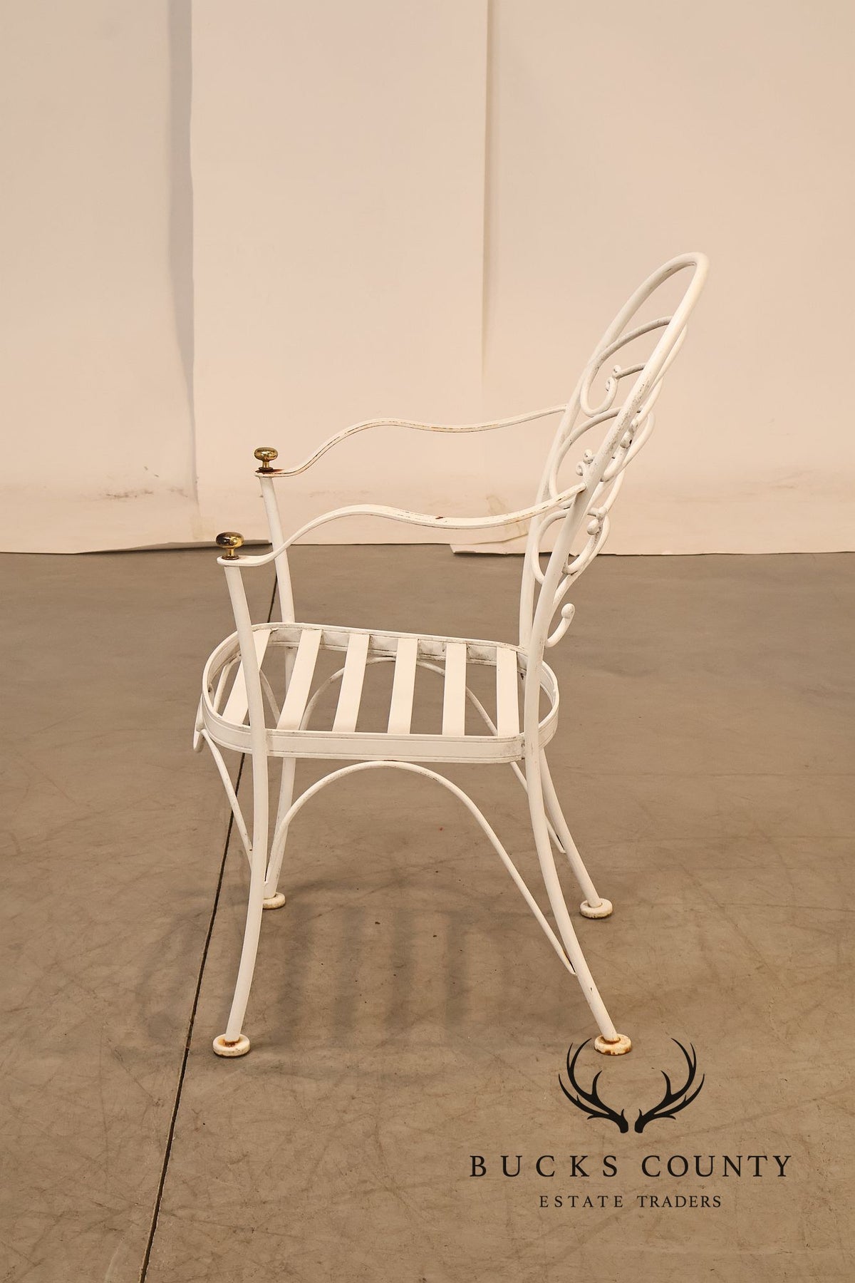 Woodard Pair of Wrought Iron Outdoor 'Ribcage' Armchairs