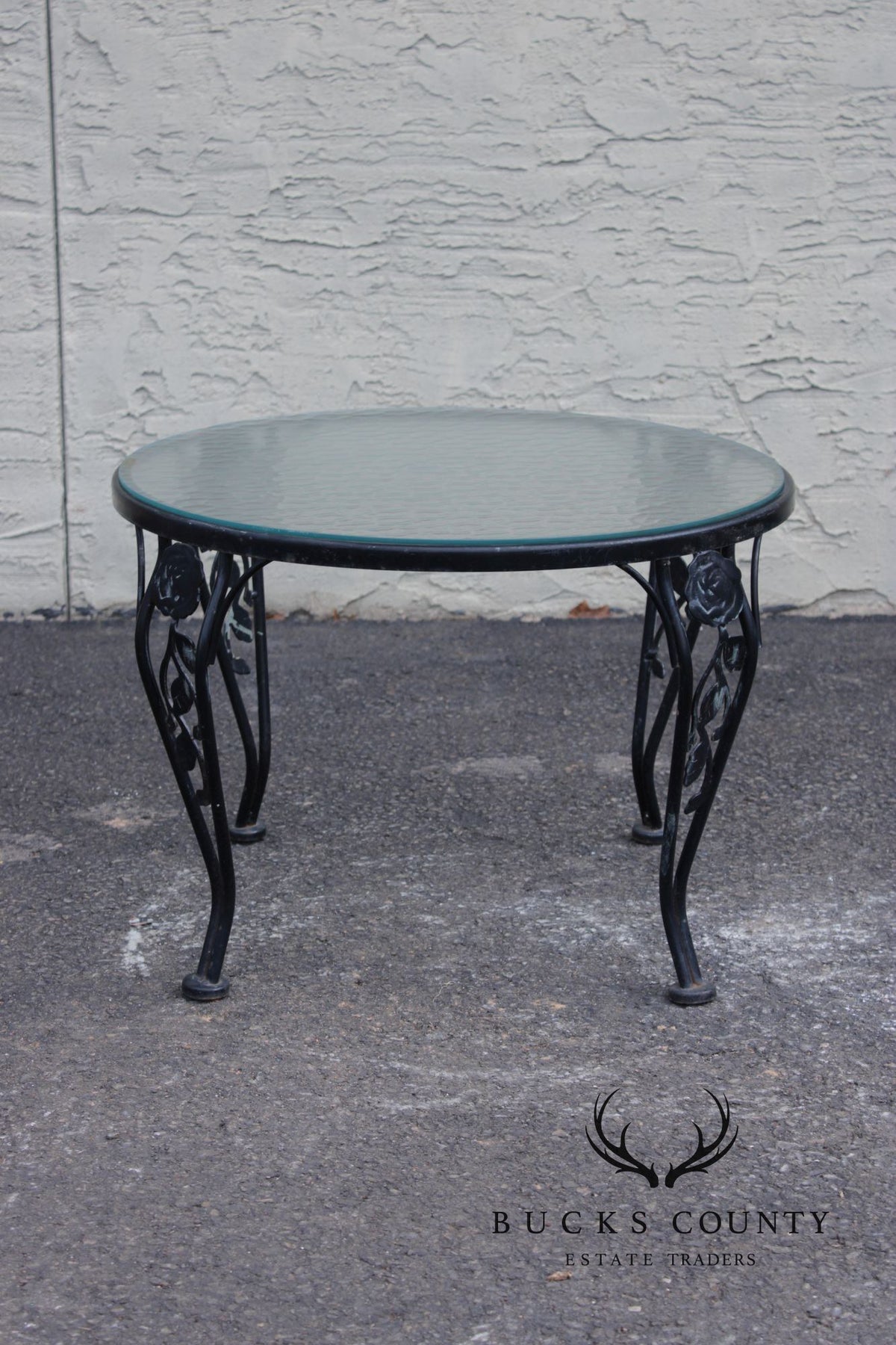 Woodard 'Chantilly Rose' Outdoor Round Glass Top Side Table