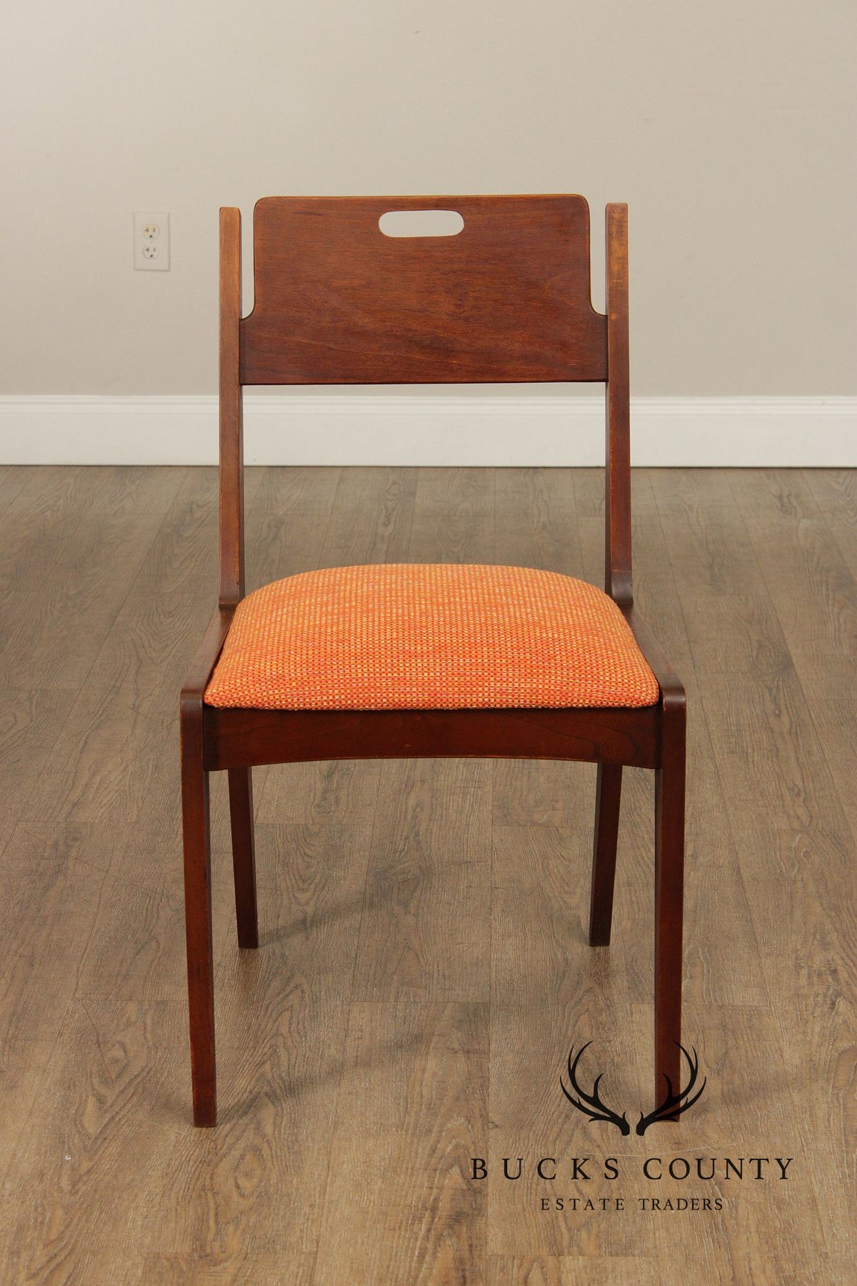 Mid Century Modern Walnut Set Of Four Dining Chairs