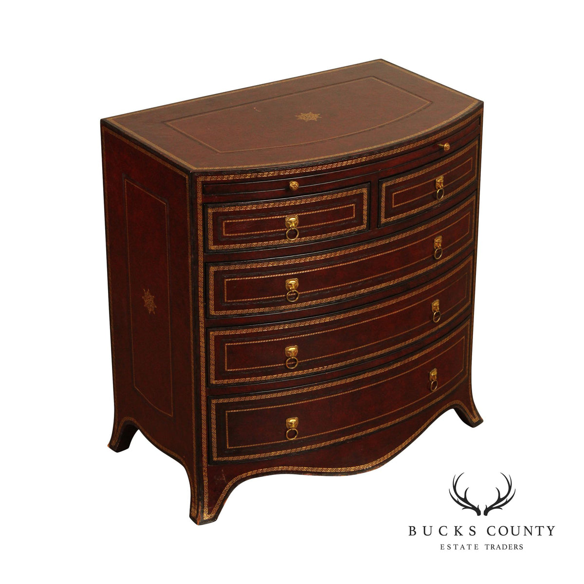 Maitland-Smith Leather Wrapped Bow Front Bachelor's Chest
