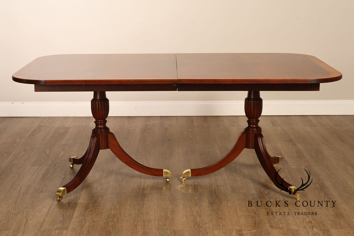 Craftique Mahogany Dining Table With Satin Wood Banding- 4 Leaves