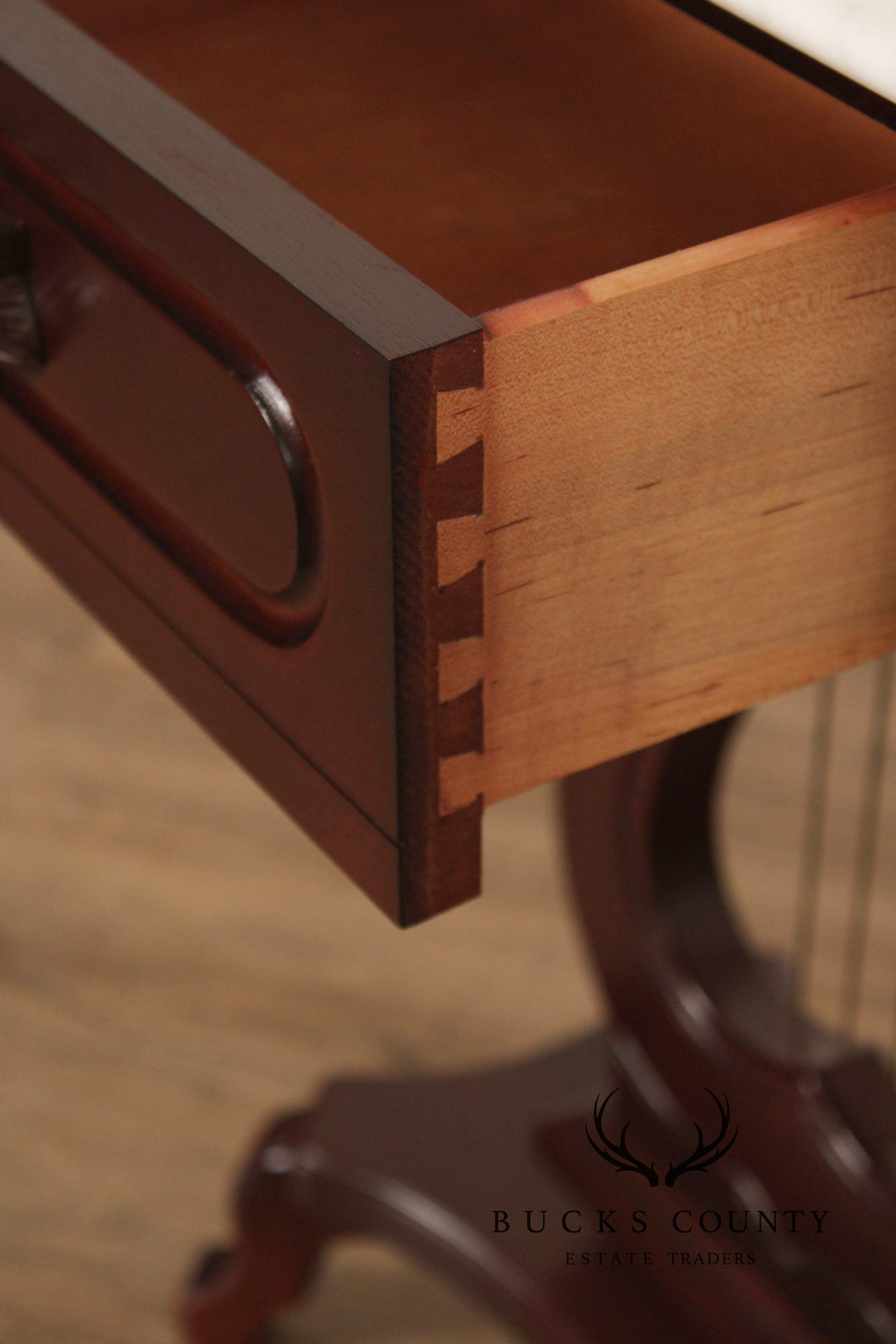 Victorian Style Marble Top Mahogany Side Table