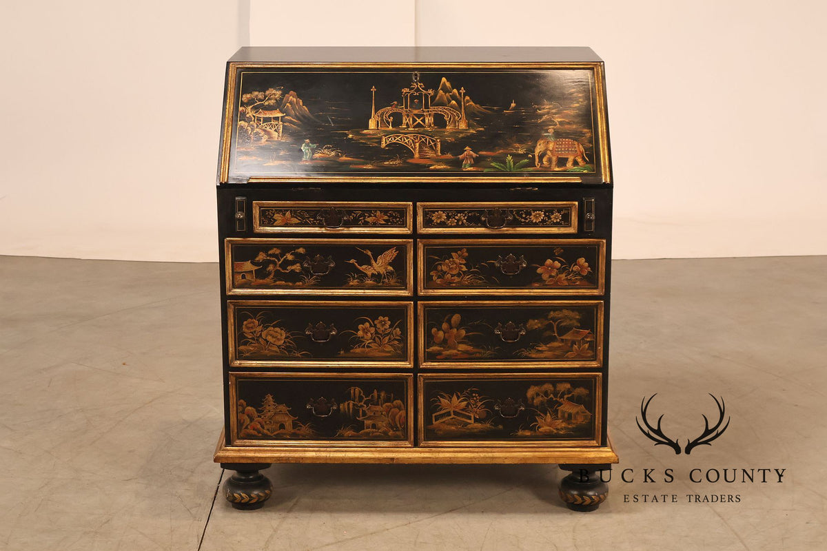 Chinoiserie Decorated Drop Front Secretary Desk