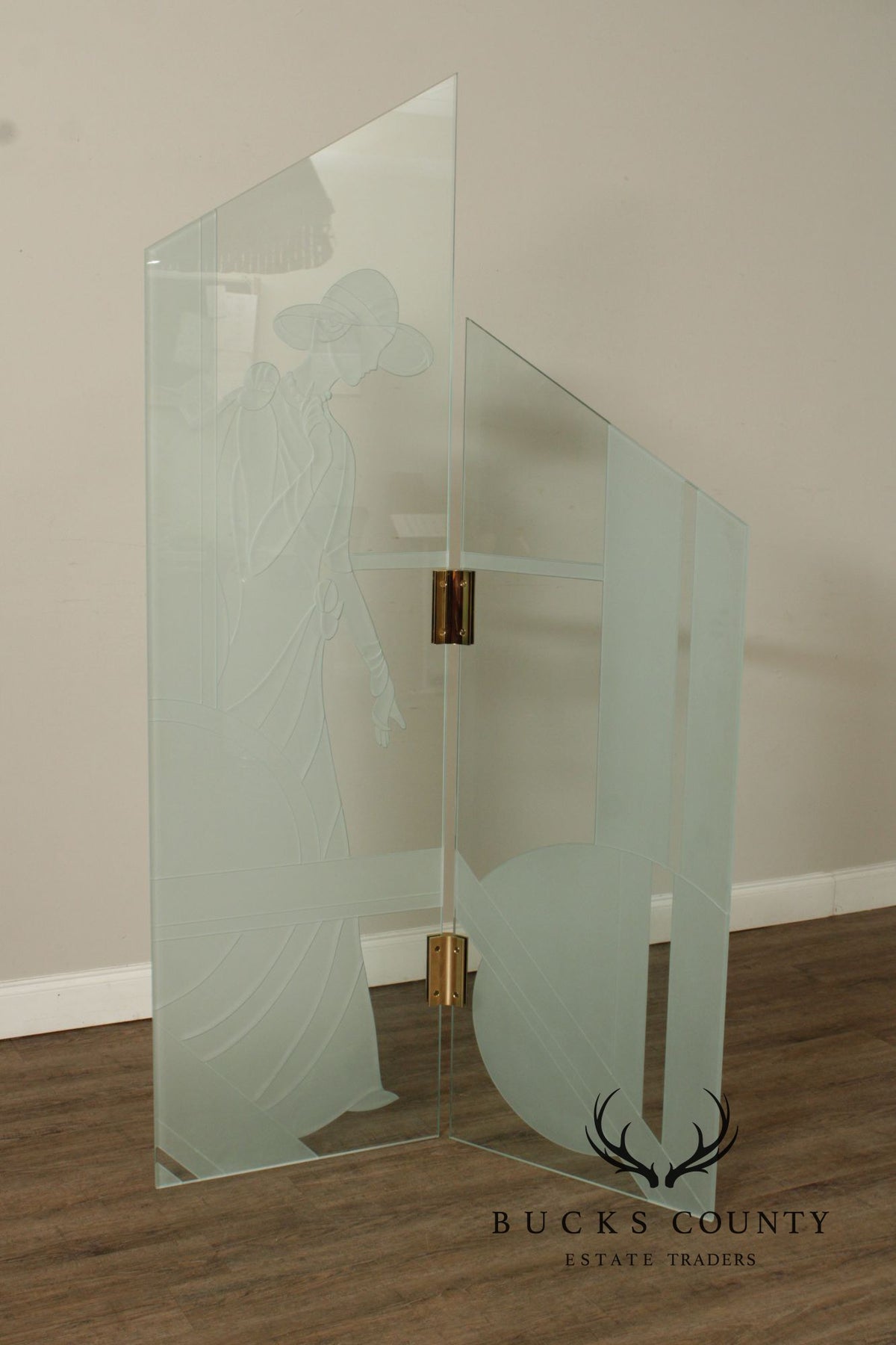 1980's Art Deco Style Glass Four-Panel Room Divider