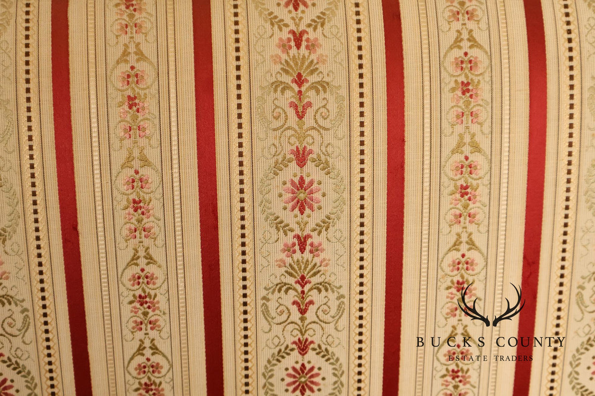 Vintage Sheraton Style Mahogany Inlaid Upholstered Loveseat