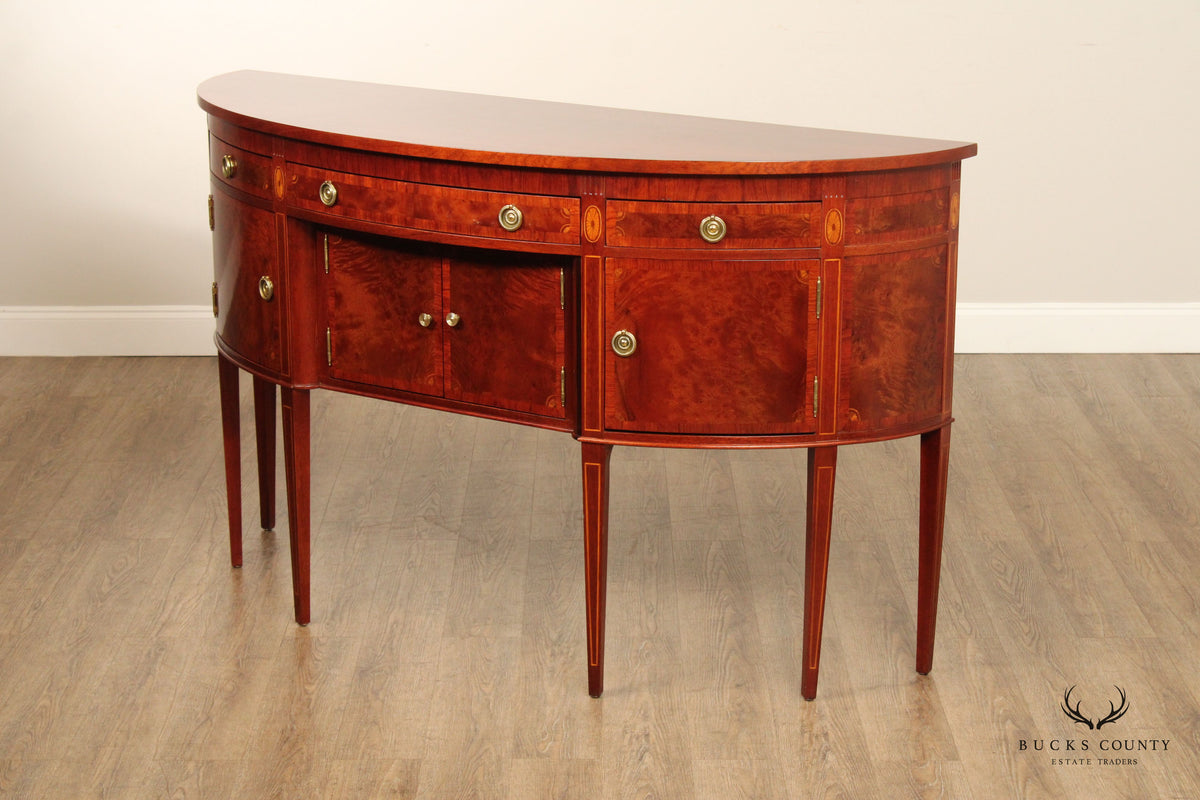 Hepplewhite Style Banded Mahogany Demilune Sideboard